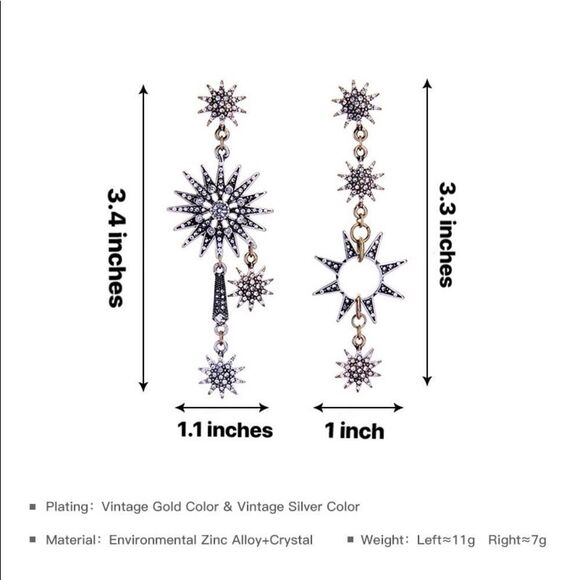 Gold and Silver Rhinestone Mismatched Earr… - Picture 7 of 8